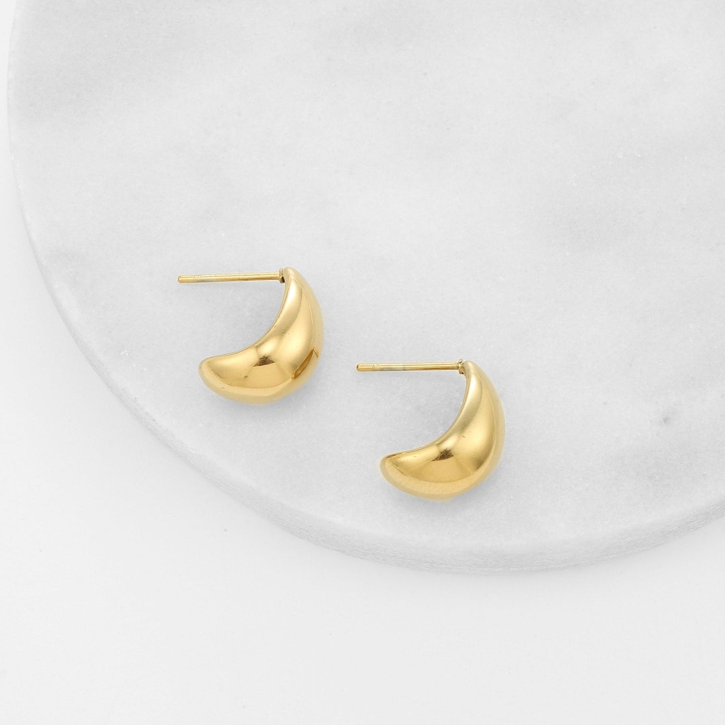 Gold Dome Drop Earrings