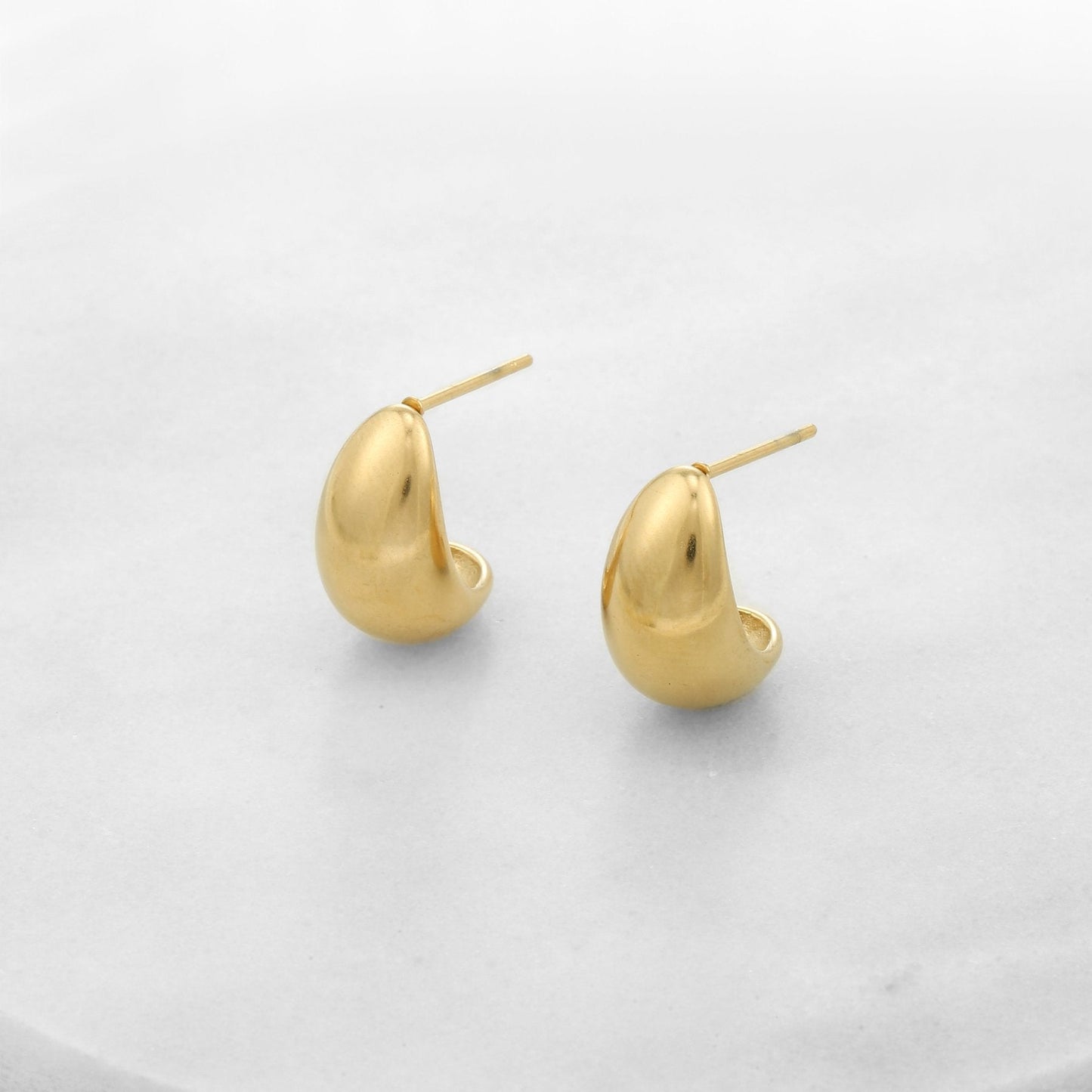 Gold Dome Drop Earrings