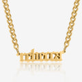 Thick Gothic Nameplate Necklace w/ Cuban Chain | Necklaces by DORADO