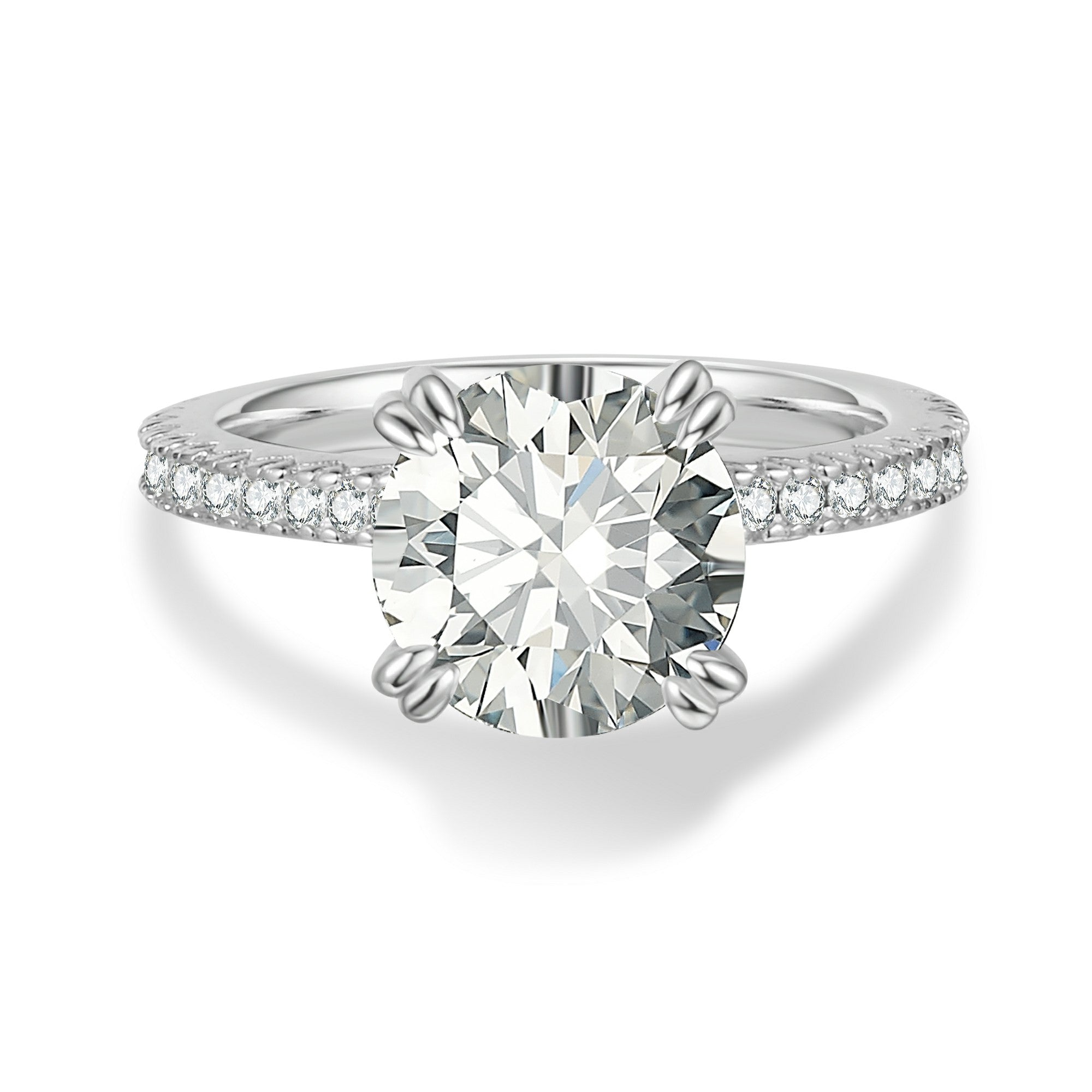 Round Cut Moissanite Engagement Ring Solitaire