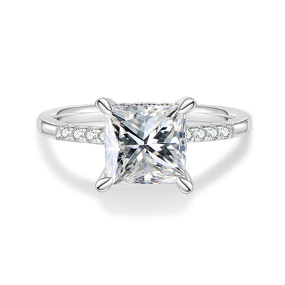 Princess Cut Moissanite Engagement Ring With Halo