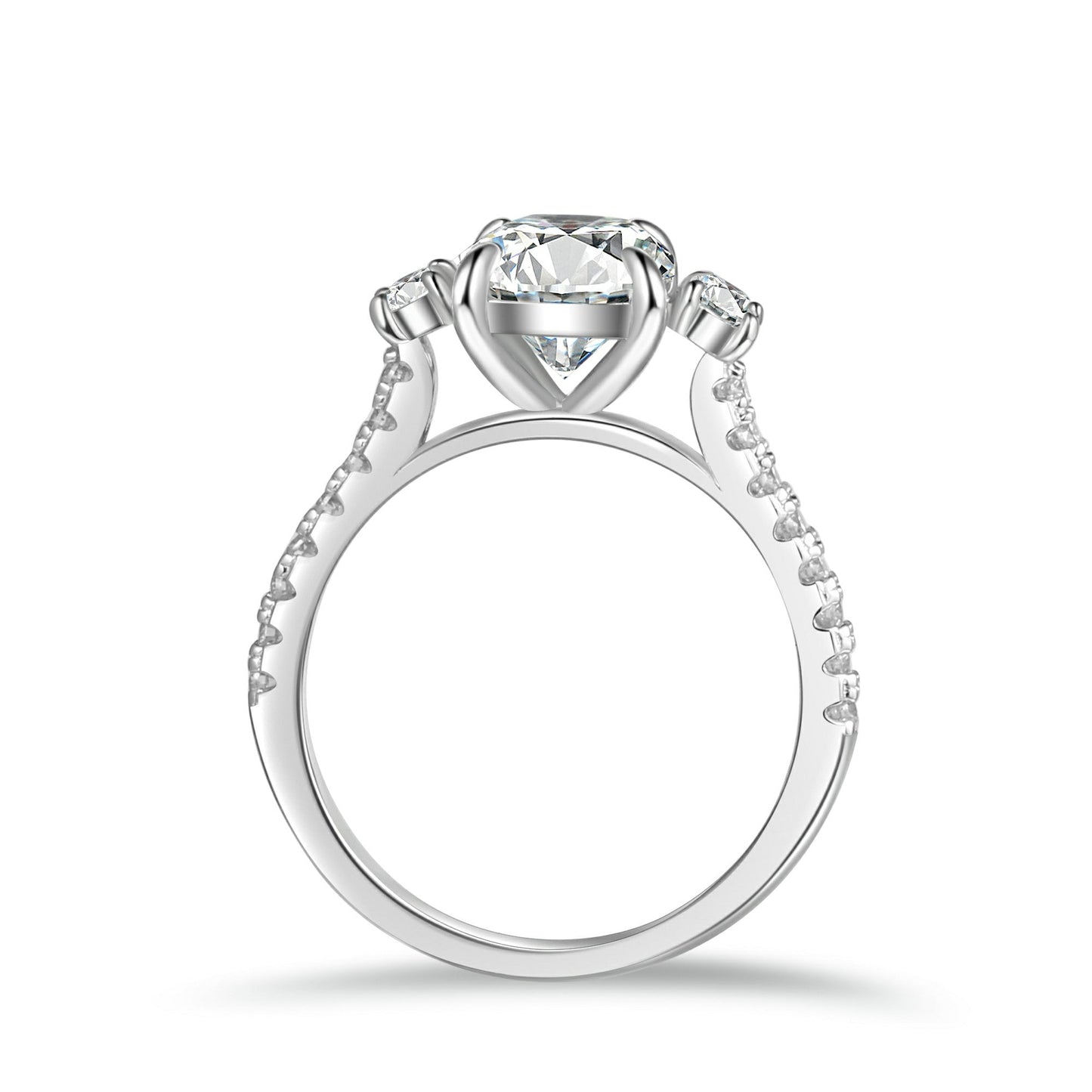 Three Stone Cushion Moissanite Engagement Ring