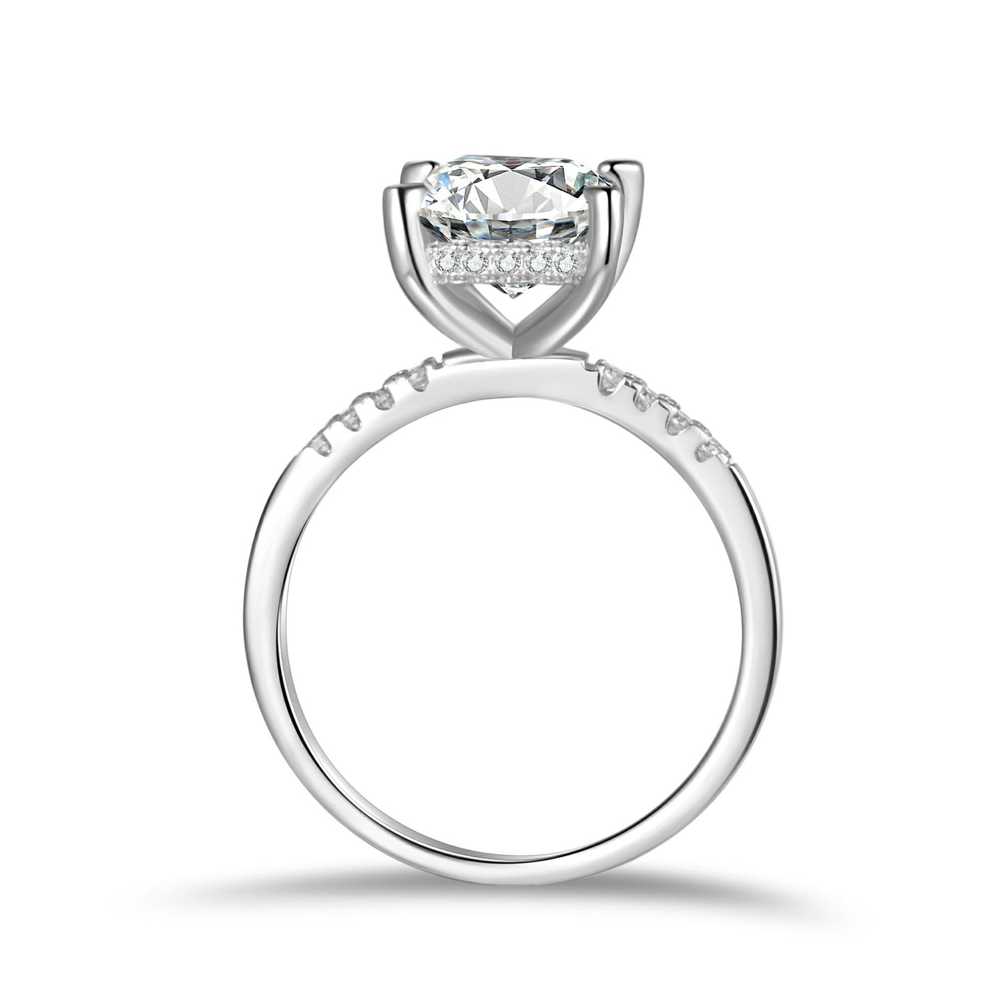 Princess Cut Moissanite Engagement Ring With Halo