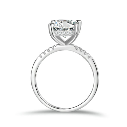 Princess Cut Moissanite Engagement Ring With Halo