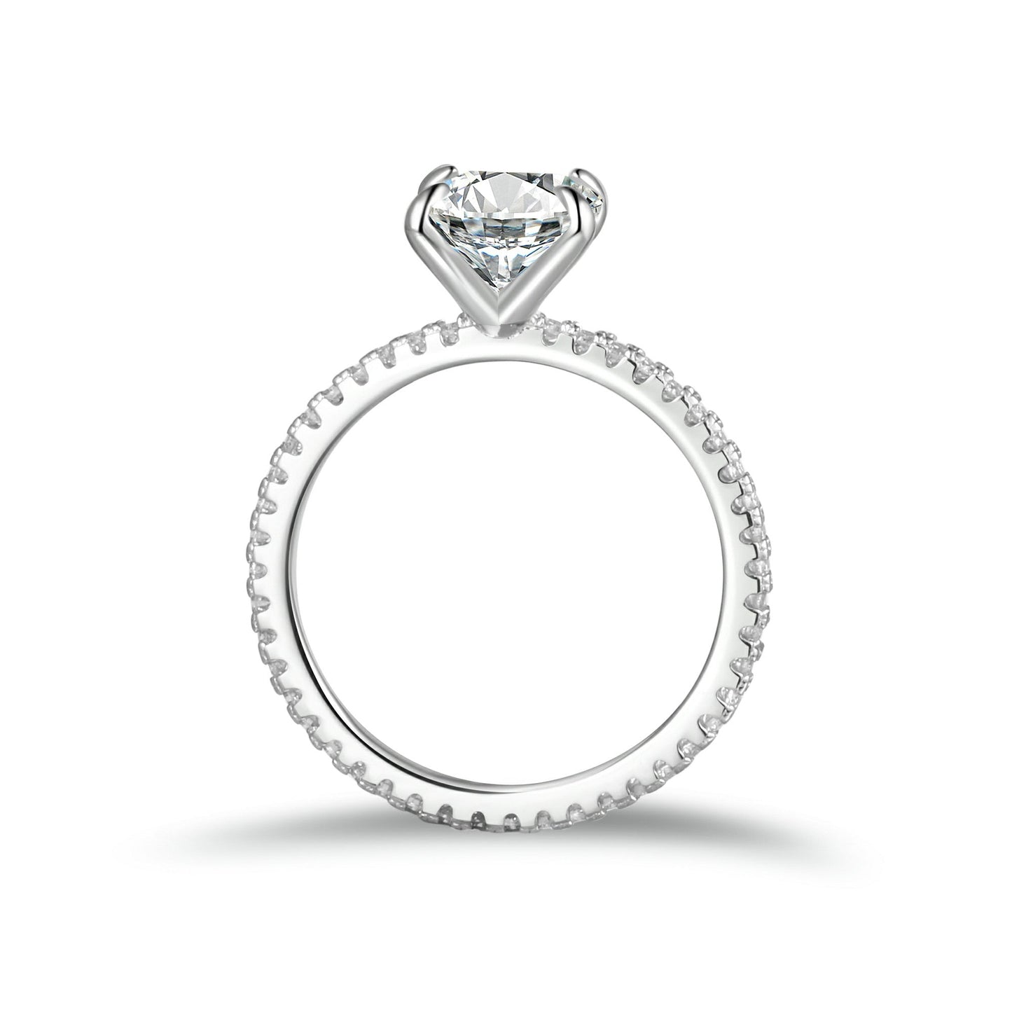 Radiant Cut Moissanite Engagement Ring With Eternity Band