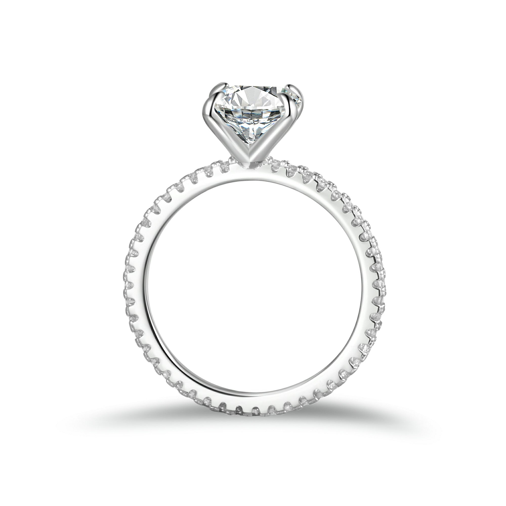 Radiant Cut Moissanite Engagement Ring With Eternity Band