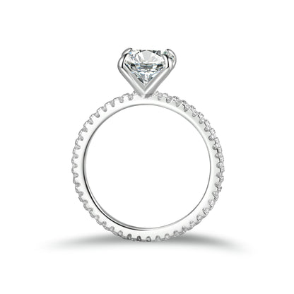 Radiant Cut Moissanite Engagement Ring With Eternity Band