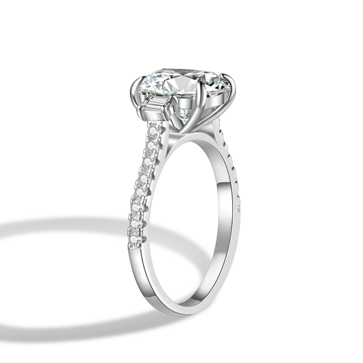 Three Stone Cushion Moissanite Engagement Ring