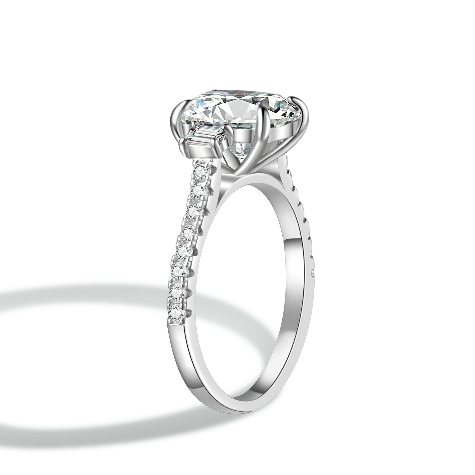 Three Stone Cushion Moissanite Engagement Ring
