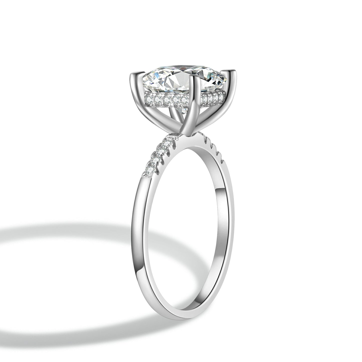 Princess Cut Moissanite Engagement Ring With Halo