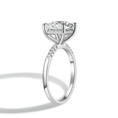 Princess Cut Moissanite Engagement Ring With Halo