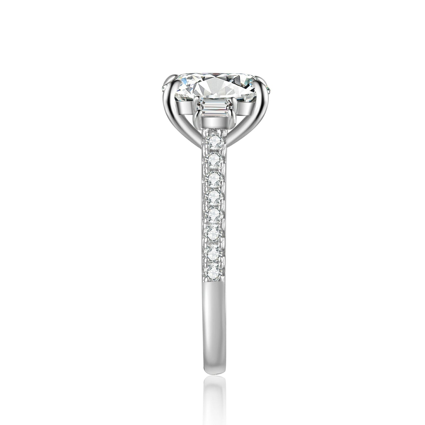 Three Stone Cushion Moissanite Engagement Ring