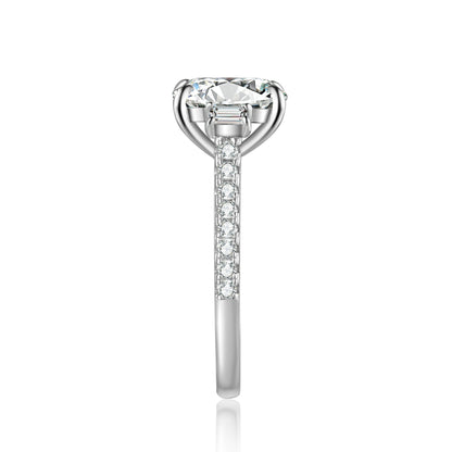 Three Stone Cushion Moissanite Engagement Ring