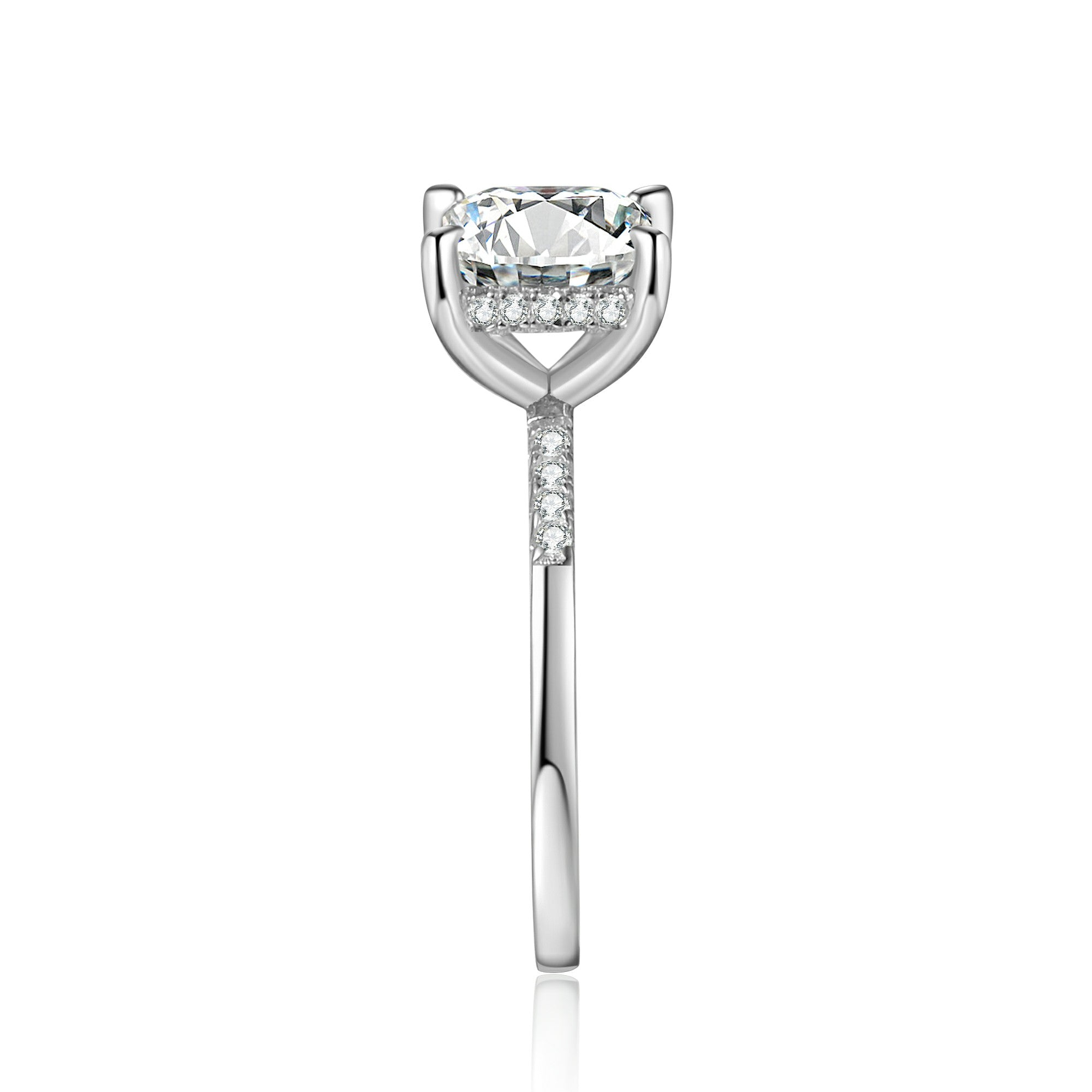 Princess Cut Moissanite Engagement Ring With Halo