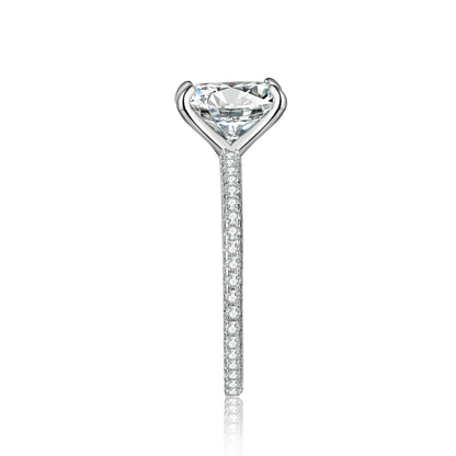 Radiant Cut Moissanite Engagement Ring With Eternity Band