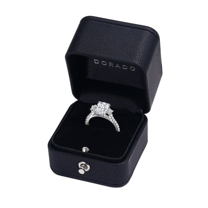 Three Stone Cushion Moissanite Engagement Ring