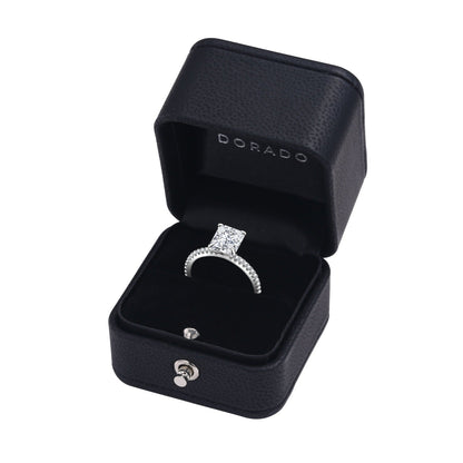Radiant Cut Moissanite Engagement Ring With Eternity Band