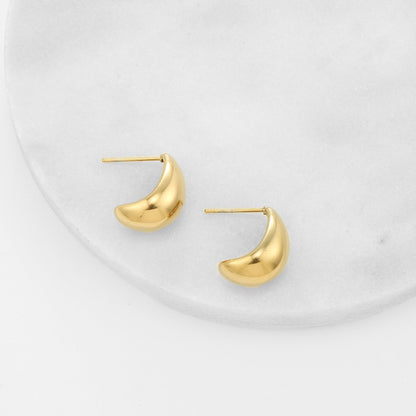 Gold Dome Drop Earrings