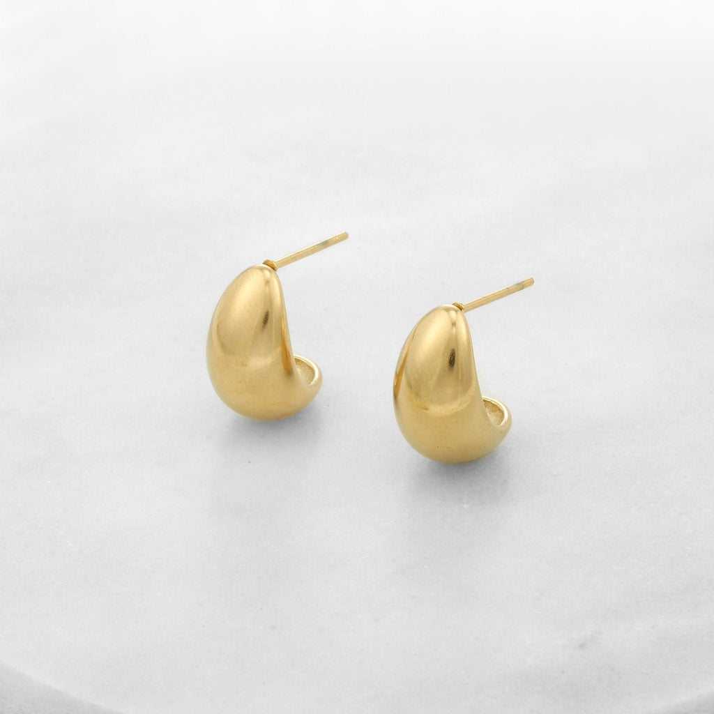 Gold Dome Drop Earrings