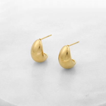 Gold Dome Drop Earrings